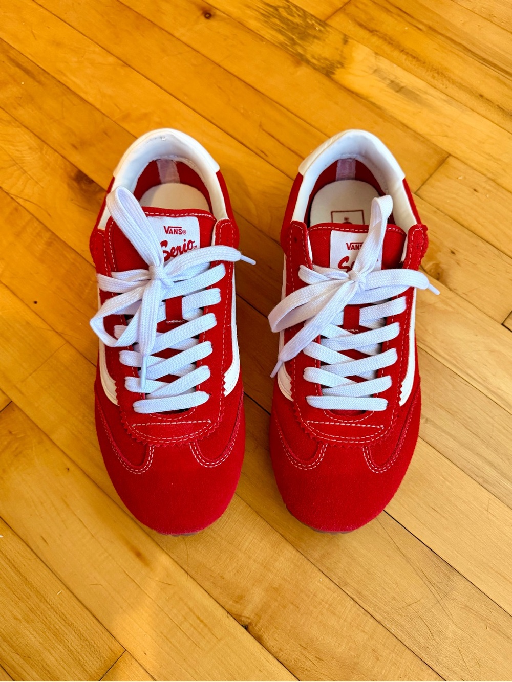 Vans Red & White Low Pro Sneakers - US Size 10